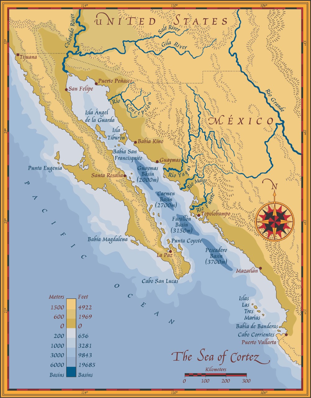 Map of the Sea of Cortez