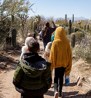 Campers walk through the Desert Museum 