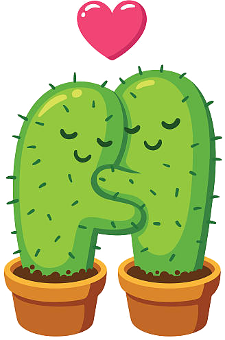 Drawing of two saguaros in love